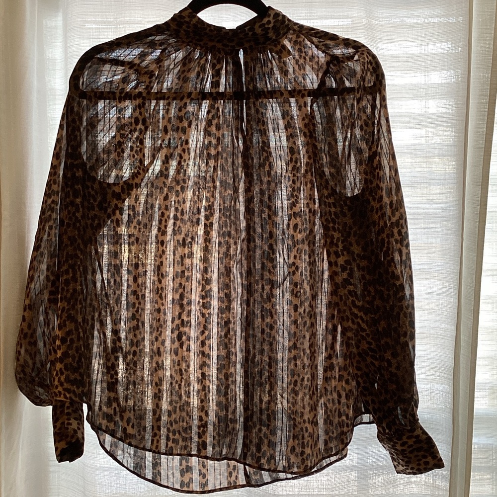 H&M Leopard Print Sheer Blouse